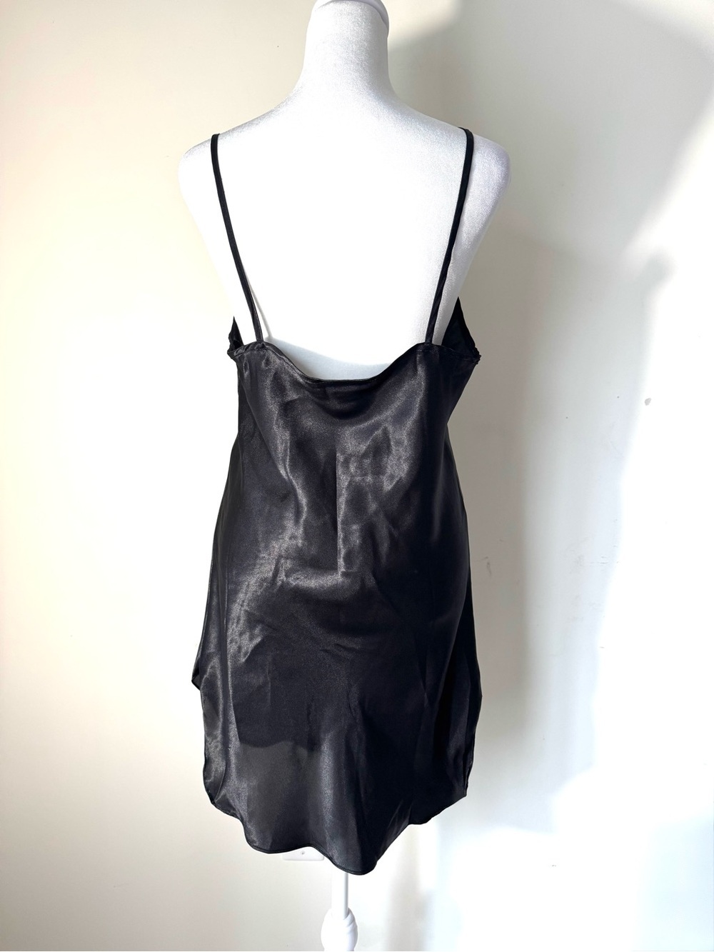 Vintage Lingerie Black Slip Dress Womens Sz M Lace Trim - Picture 4 of 7